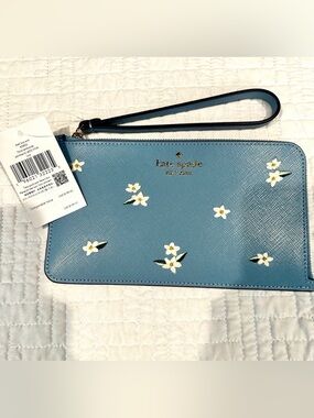 Blue Floral Wristlet